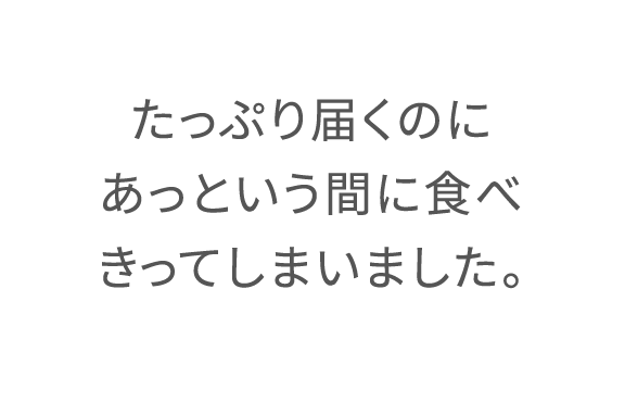たっぷり届くのにあっという間に食べきってしまいました。