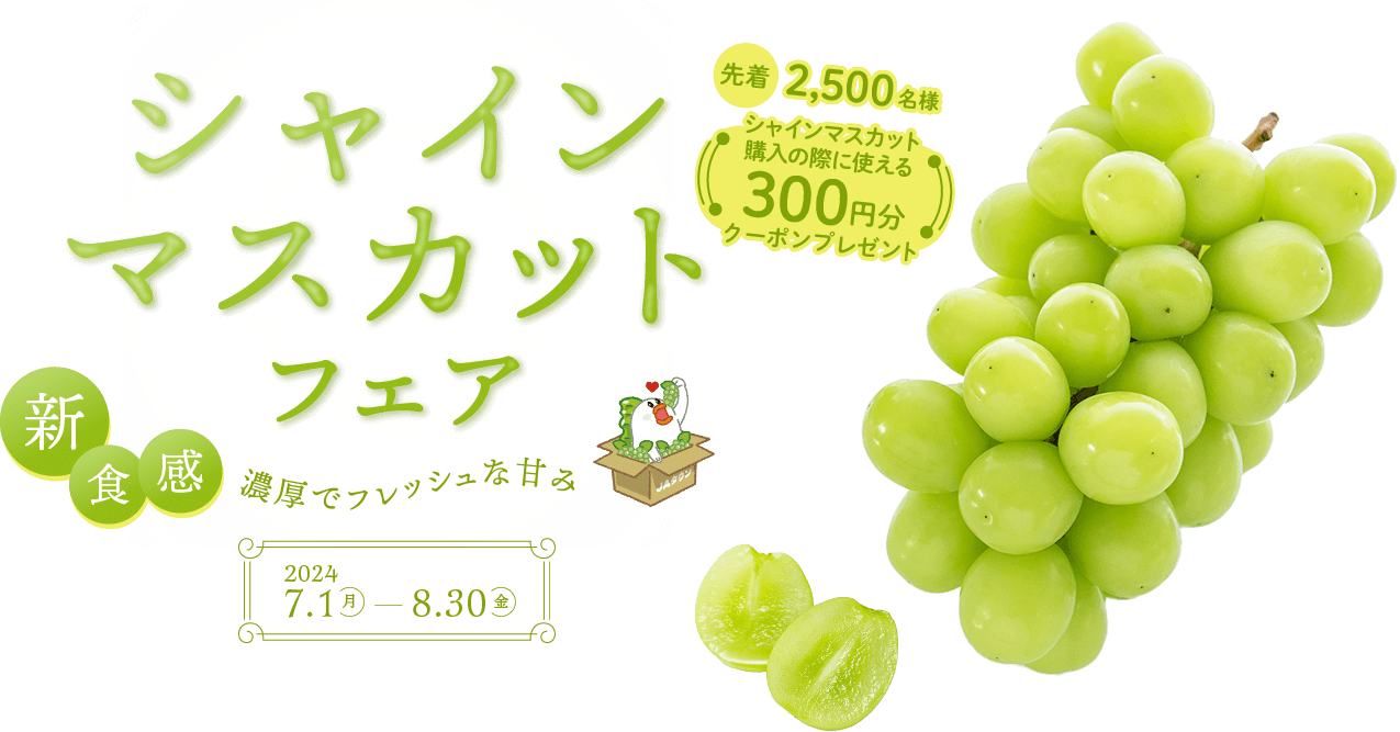 シャインマスカットフェア 2024年7月1日(月)〜8月30日(金)