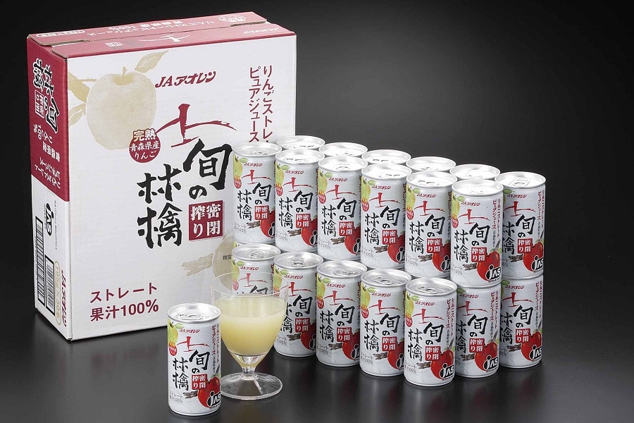 国消国産】旬の林檎 密閉搾り(りんごジュース果汁100％) 195g×30缶