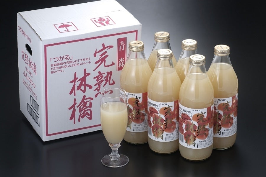 完熟林檎つがる(りんごジュース果汁100％) 1L瓶×6本: JA全農