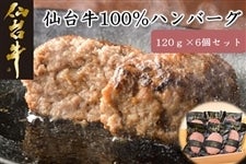 仙台牛100％ハンバーグ120g×6個セット（ゆずぽん酢醤油付）