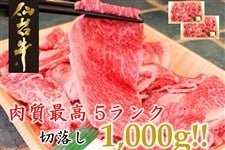 【お歳暮】肉質最高５ランク仙台牛切落し500g×2