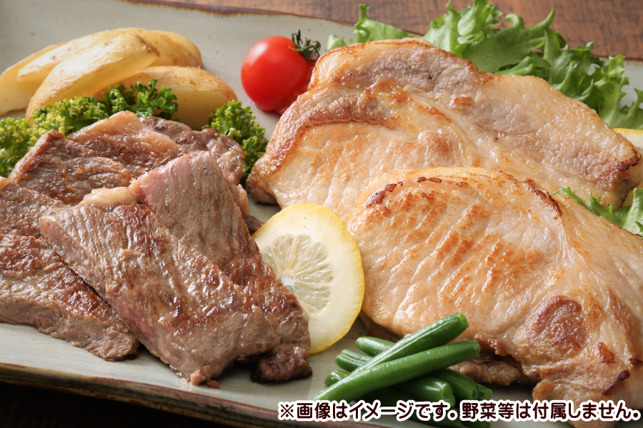 【お歳暮】【12/12発送】秋田牛・秋田県産桃豚ステーキセット(牛200g×2枚・豚150g×4枚)