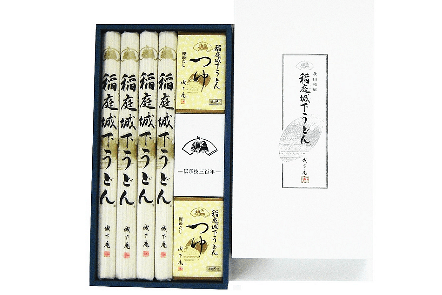 稲庭城下うどん 化粧紙箱 160g×4袋 麺つゆ付