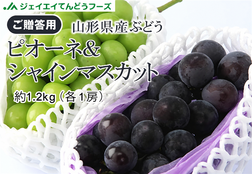 山形県産シャインマスカット＆ピオーネ約600g×2（各1房） ぶどう 秀品