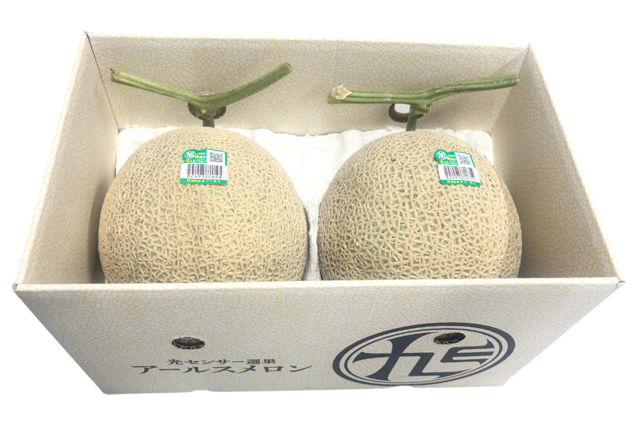 バービー　高級アールスメロン 4個セット 1個箱付き ◎茨城県産 JA茨城旭村 アールスメロン 〇秀 2玉セット【7月下旬頃より