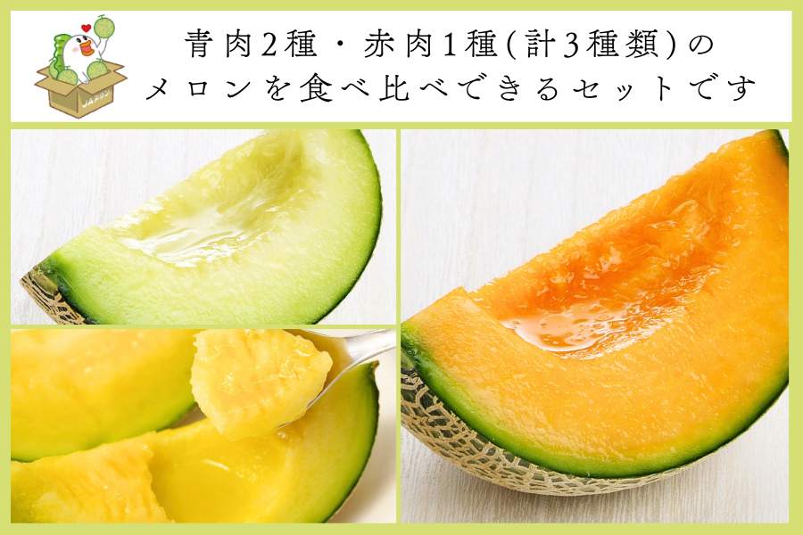 【メロン食べ比べセット】食べる1〜2時間前に冷やしてお召し上がりください!