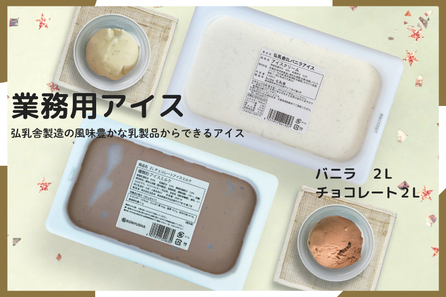 バニラ 送料0） 2L-VC 業務用アイス（バニラ・チョコ 各1本）: 酪市酪座