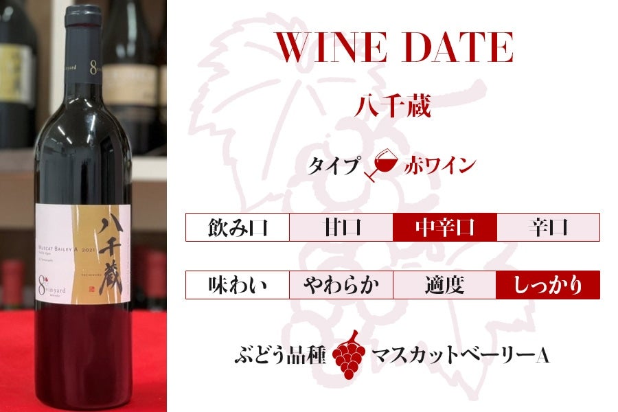 【ニュー山梨ワイン】八千蔵(赤ワイン/中辛口)750mL