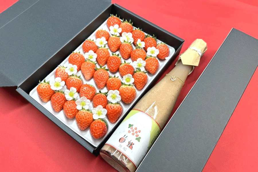 120 130 サイズ いちご 夏 セット 大空夏いちご農園 夏イチゴ＆イチゴの甘酒「苺姫 無垢」のセット: 全農