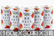長野興農 信州まるごとりんごジュース (160g×30本)×3箱