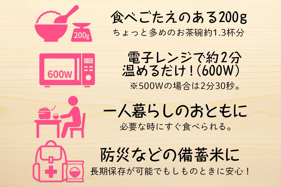 一膳分(200g)の食べ切りサイズ。