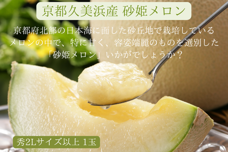 京都久美浜産 砂姫メロン（秀 2Lサイズ以上 1玉）: JA全農京都