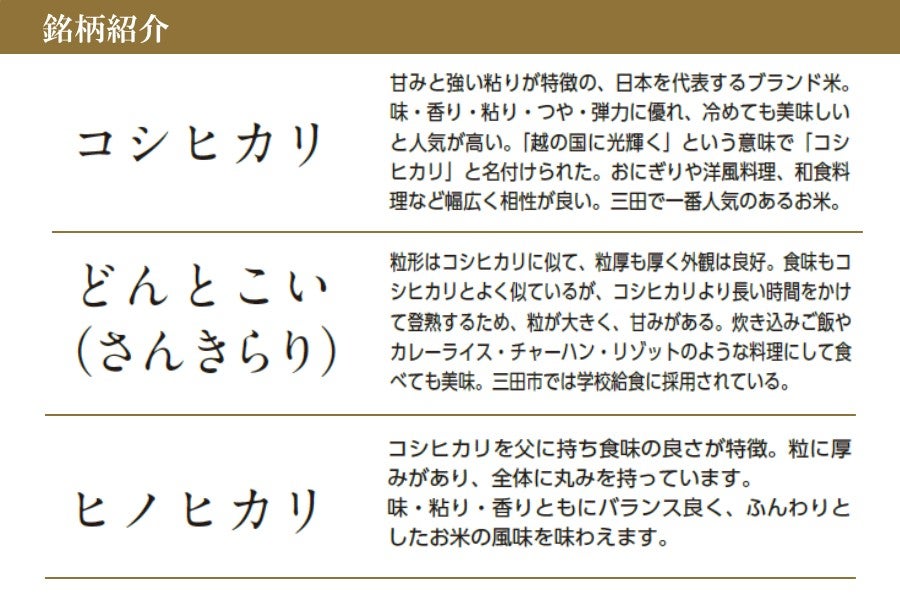 三田米3種類食べ比べセット:　通販　あつめて、兵庫。|【ＪＡタウン】産地直送　お取り寄せ