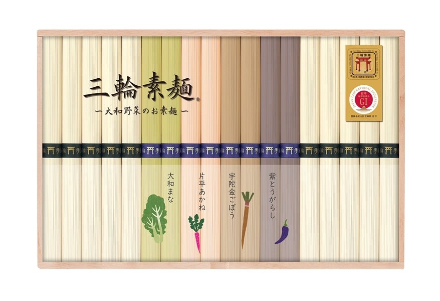 【大決算セール2026】大和野菜入りの三輪そうめん 900g 木箱入り