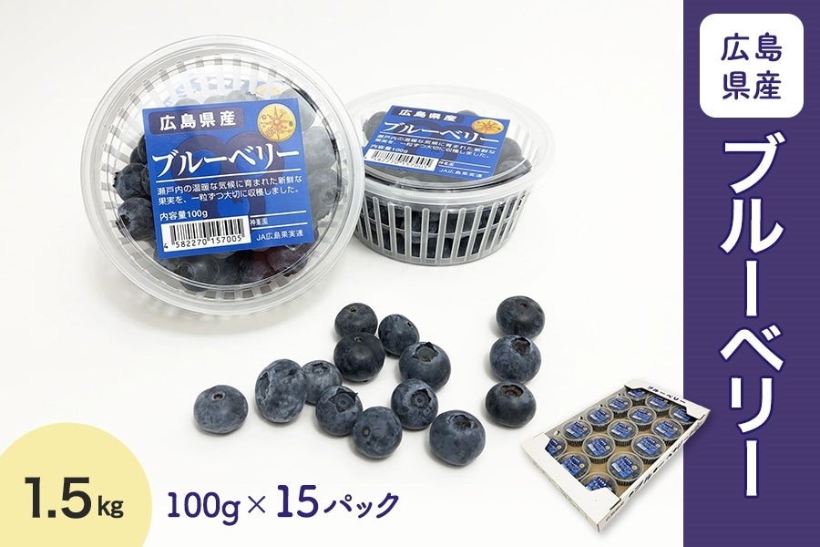 広島県産ブルーベリー 1.5kg（100g×15パック）: 広島とれたて元気市
