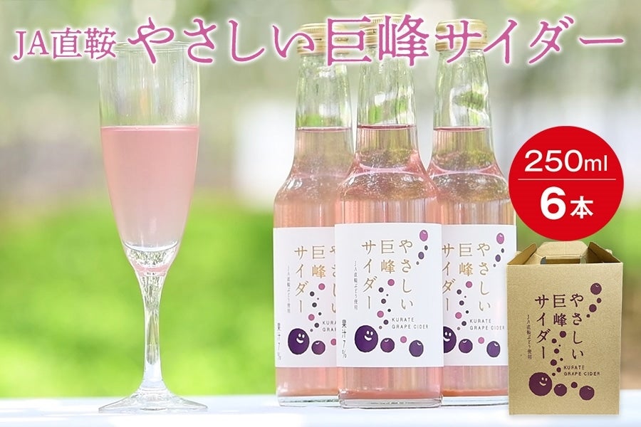 JA直鞍 やさしい巨峰サイダー(化粧箱入)(6本セット)