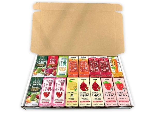 福岡県・国産原料のオリジナルジュース・豆乳16本セット（化粧箱