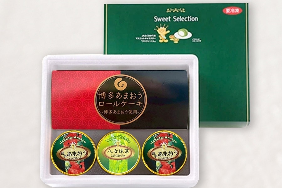 JAふくおか八女 博多あまおうロールケーキとアイスセット（化粧箱入