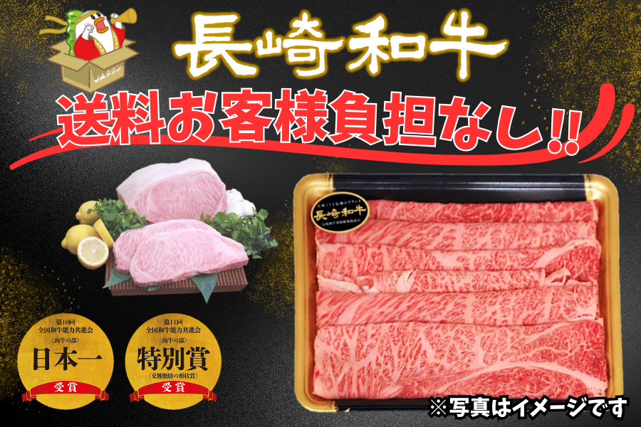 長崎和牛 スライス約500g(すき焼き・しゃぶしゃぶ用)(簡易包装)【送料お客様負担なし】