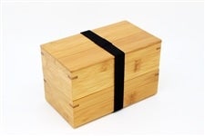 【うるし赤お箸付き】【角長】大分県産竹使用　お弁当箱　2段重ねタイプ