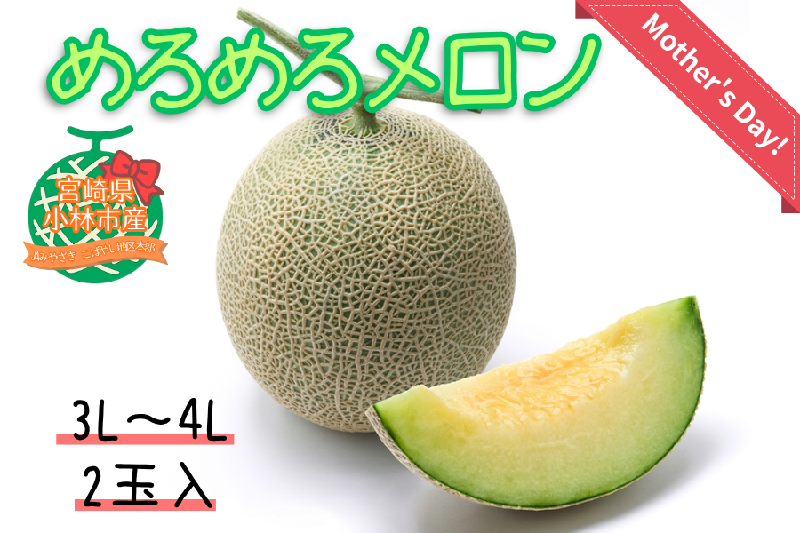【母の日】宮崎県小林市産 めろめろメロン(3L〜4L)