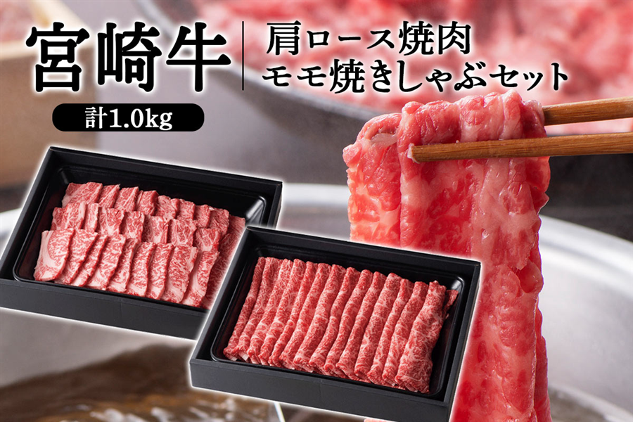 お中元】宮崎牛 肩ロース焼肉・モモ焼きしゃぶセット 計1.0kg: JA