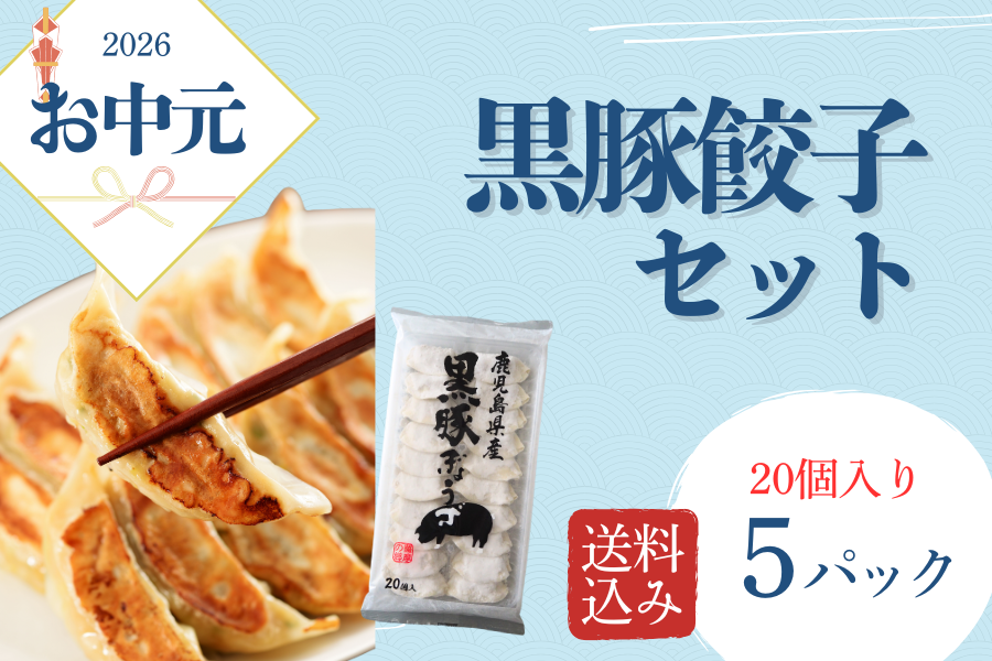 お中元】黒豚餃子セット20個入り×5パック(送料込み): お肉の宅配 肉