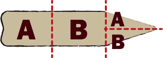 大きめのうなぎを半分にカットしています。AとA、BとBをセットにしています。