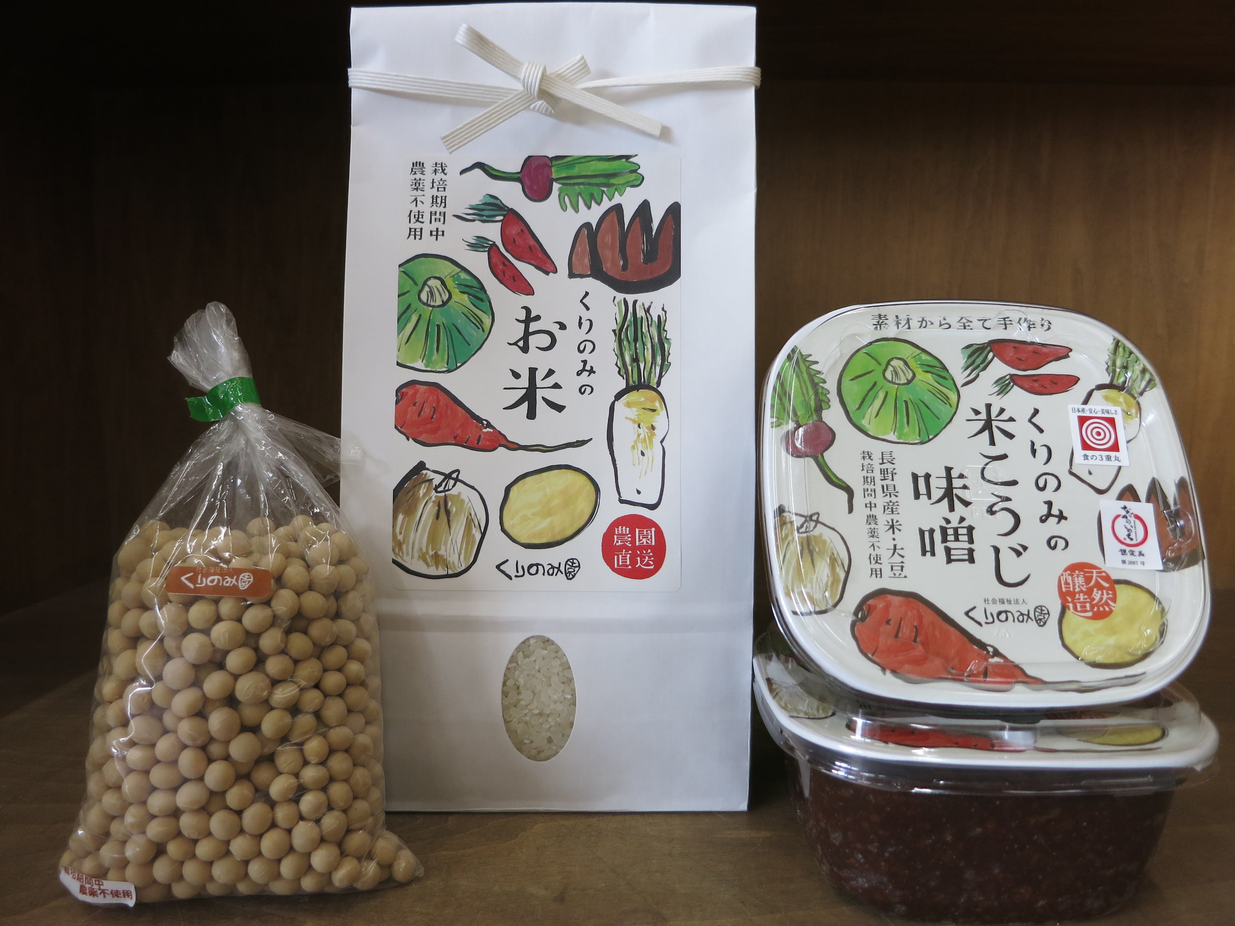有機JAS米と味噌と大豆のセット:　お取り寄せ　農福市場|【ＪＡタウン】産地直送　通販
