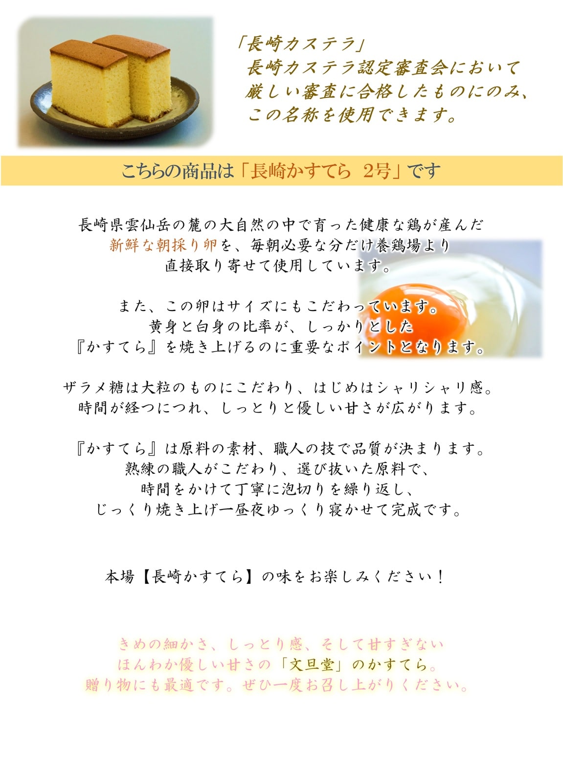 産地直送 通販 お取り寄せ お中元 文旦堂 長崎かすてら2号 380g 2本入 もぐもぐながさき ｊａタウン