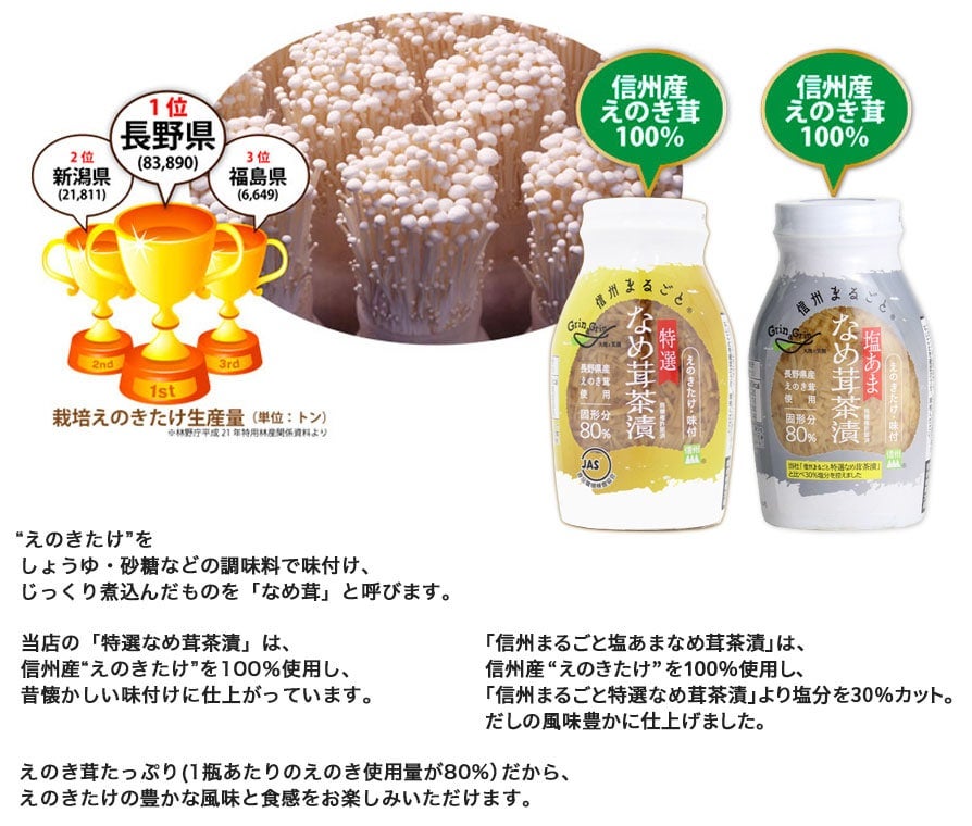 長野興農 6種類のなめ茸が楽しめる なめ茸セット 5セット 200gビン 6本セット×5 ギフト製品 6-B